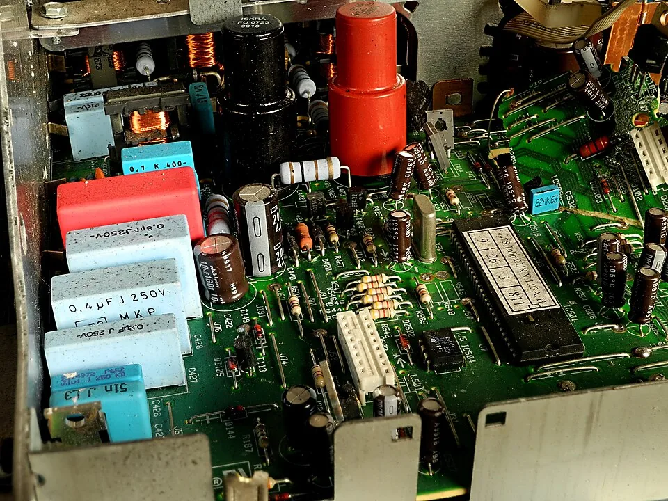Populated circuit board inside an electronic assembly